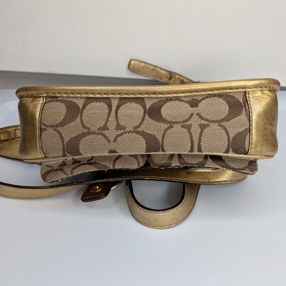Coach Bleeker Crossbody Bag Jessie Signature Gold Tan Mini Messenger Buckle Y2K - Picture 10 of 16
